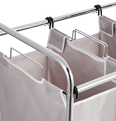 Amazon Basics 3-Bag Rectangular Laundry Sorter Basket, Gray