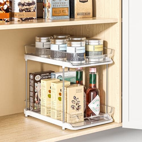 Delamu 2-Tier Pull-Out Sink Organizer with Movable Dividers