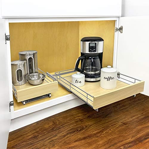 LYNK PROFESSIONAL Select Pull Out Cabinet Organizer - Lifetime Warranty, Wood Chrome