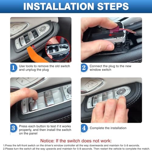 Master Power Window Switch - Driver Side, Compatible with Mercedes-Benz C300, C350e, C43, C63, GLC300, GLC43 AMG (Replac