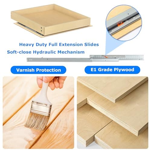 WelFurGeer Soft Close Cabinet Organizer, 29" W x 22" D Pull Out Drawer for Home & Kitchen
