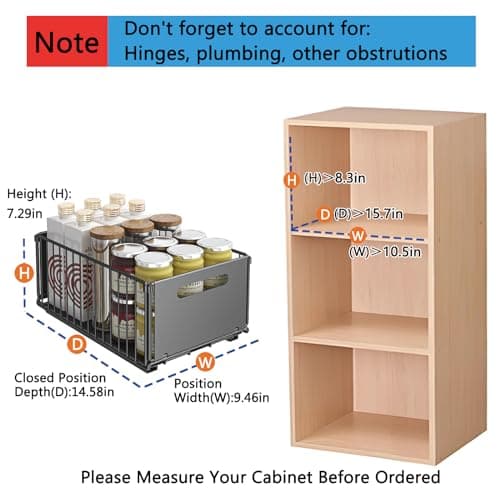 Heavy Duty Pull Out Shelves for Kitchen Cabinets 15.16W X10.24D X2.95H Black