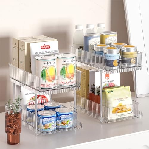 Delamu 2 Pack Bathroom & Kitchen Organizer, Snap-Lock Medicine Cabinet & Movable Divider