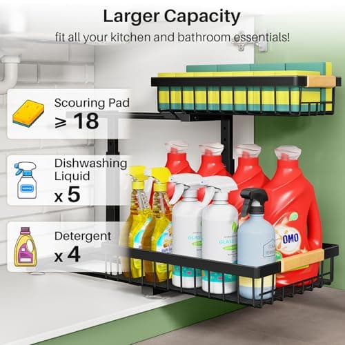 2 Tier Under Sink Cabinet Organizer for Kitchen and Bathroom