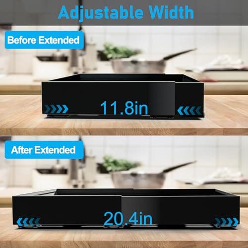 Expandable Heavy Duty Cabinet Organizer, Adhesive Slide Out Shelves for Kitchen & Under Sink