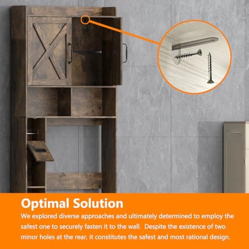 JOKOLO Rustic Brown Freestanding Wooden Toilet Storage Cabinet