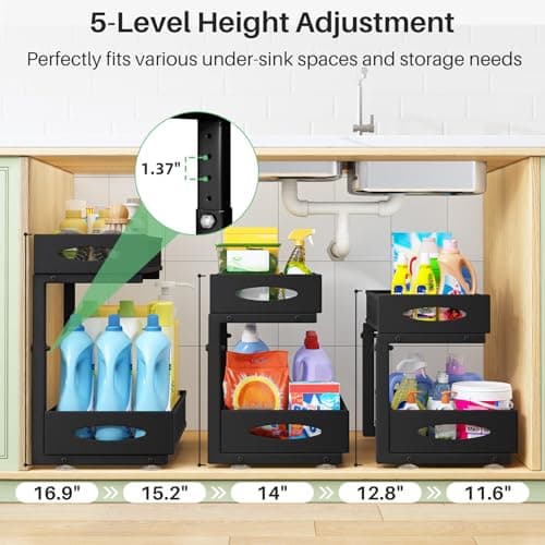 2 Tier Under Sink Organizer with Pull Out Baskets