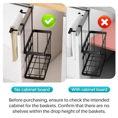 Hanging Cabinet Door Organizer, 2 Pack Kitchen Storage for Pantry and Bathroom