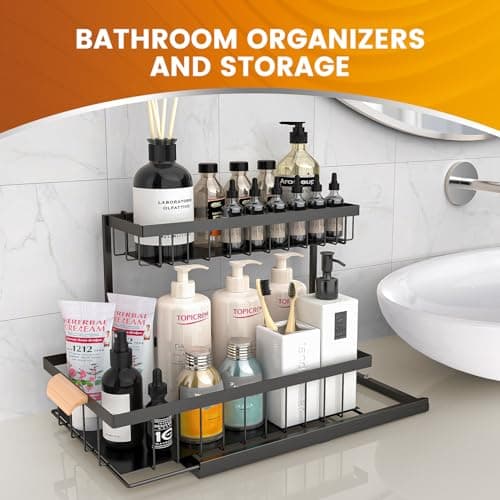 NOAHAMMER 2-Pack Under Sink Organizer, Kitchen & Bathroom Storage Shrved