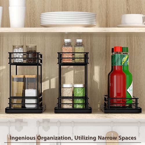 Spice Drawer Organizer Shelf for Small Spaces - 2 Pack