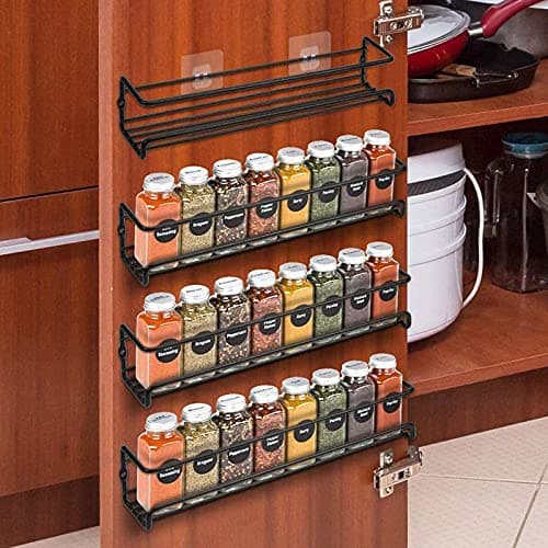 4 Pack Demoyaya Spice Rack Organizer, Wall Mountable with Adhesive or Screws, Spice Shelves Kitchen Pantry