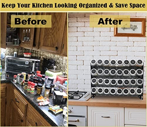 4-Tier Matte Black Spice Rack for Kitchen Cabinet or Wall