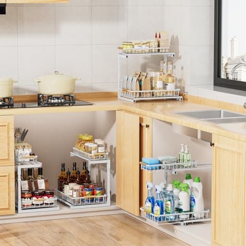 Under Sink Organizer 2 Pack for Kitchen and Bathroom