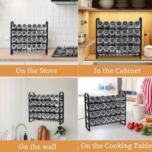 4-Tier Spice Rack Organizer for Cabinet, Kitchen Countertop Wall Mount