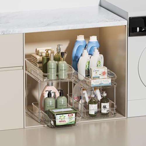 Delamu 2-Tier Clear Under Sink & Kitchen Pantry Storage Organizers
