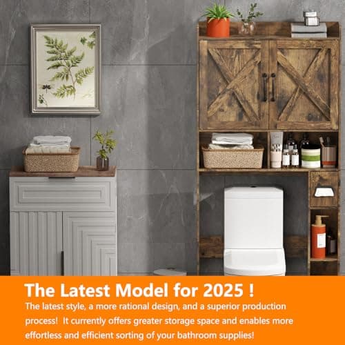 JOKOLO Rustic Brown Freestanding Wooden Toilet Storage Cabinet