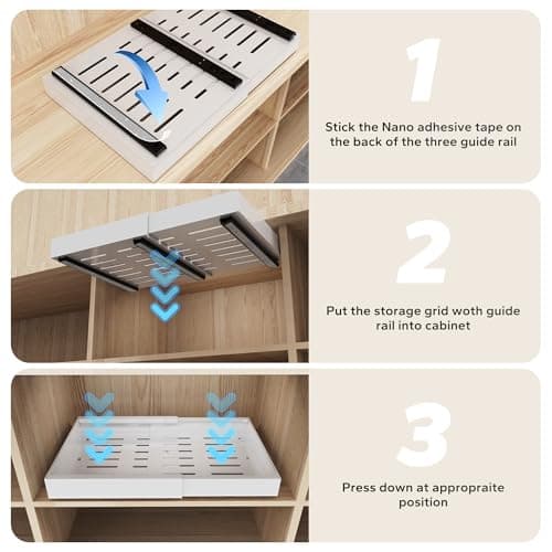 2 Pack Expandable Cabinet Organizer, White, 16.5" Deep