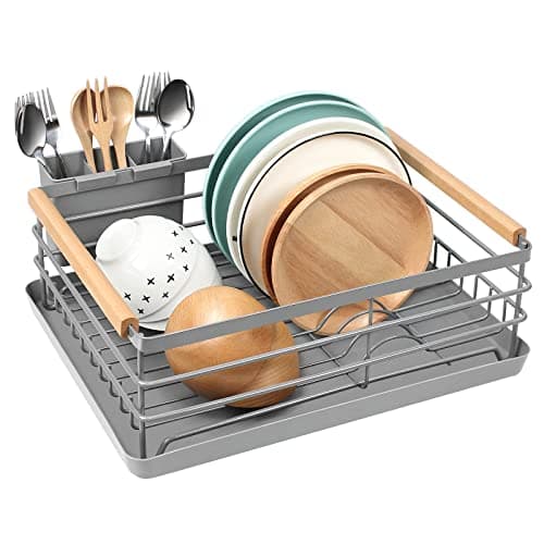 BRIAN & DANY Stainless Steel Dish Drying Rack with Cutlery Holder & Drainboard