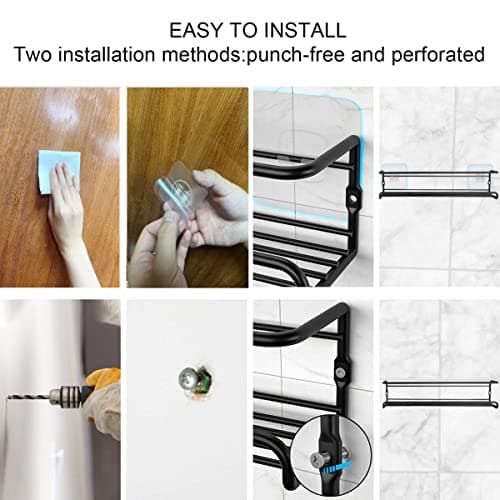 Wall-Mounted 4-Piece Spice Rack Organizer for Jars and Seasonings, Screw or Adhesive Installation for Kitchen Cabinet or Pantry Door