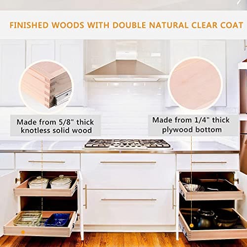 20" W x 21" D Soft Close Wood Drawer Organizer, Finished Bottom and Sides