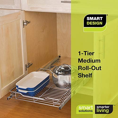 Smart Design Pull Out Cabinet Shelf - Medium - Chrome