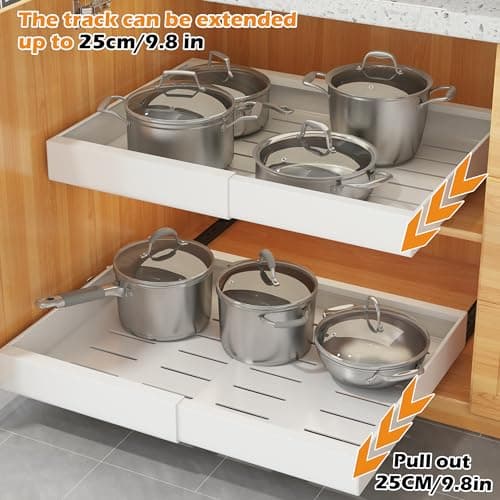 COVAODQ Extendable Sliding Cabinet Organizer, 12.4" to 20.4", Kitchen & Pantry Storage