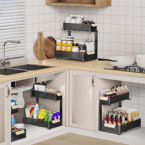 2-Pack 5 Height Adjustable Kitchen & Bathroom Cabinet Organizer Drawers