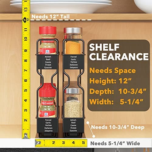 SpaceAid Heavy Duty Spice Rack Organizer, Cabinet Drawer with Labels, 5.2" x 10.75" x 10", 2 Drawers, 2-Tier