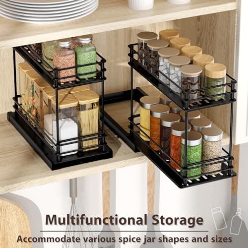 Spice Drawer Organizer Shelf for Small Spaces - 2 Pack