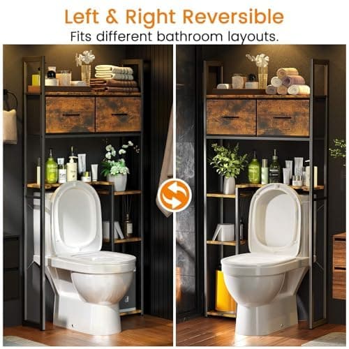 Luxspire 5-Tier Over Toilet Organizer, Brown + Black