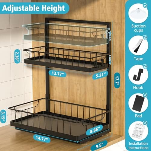 WOWBOX 2-Pack Under-Sink Organizer 2-Tier Slide-Out Cabinet Storage