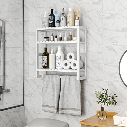 Bathroom Towel Racks 3-Tier Bamboo Storage Shelves Over Toilet