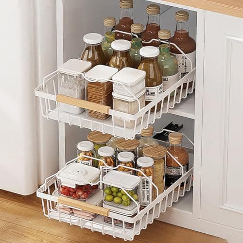 Heavy Duty Black Under Sink Cabinet Organizer, Pull-Out Drawer for Kitchen & Bathroom Storage