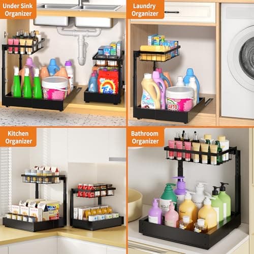 2-Pack Expandable Under Sink Organizers for Kitchen & Bathroom