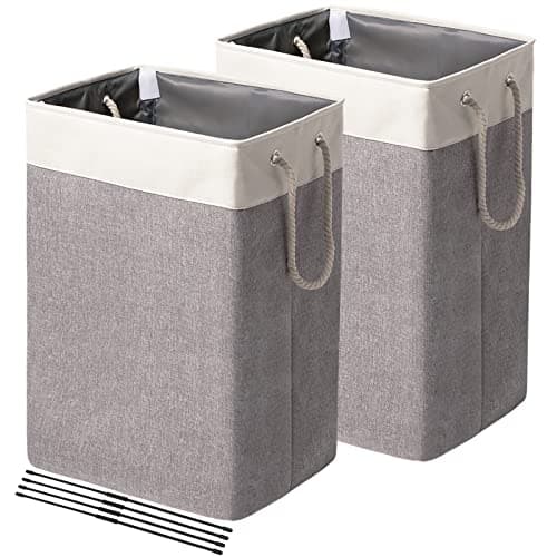 FairyHaus 100L Collapsible Laundry Baskets, 2Pack Black with Carry Handles