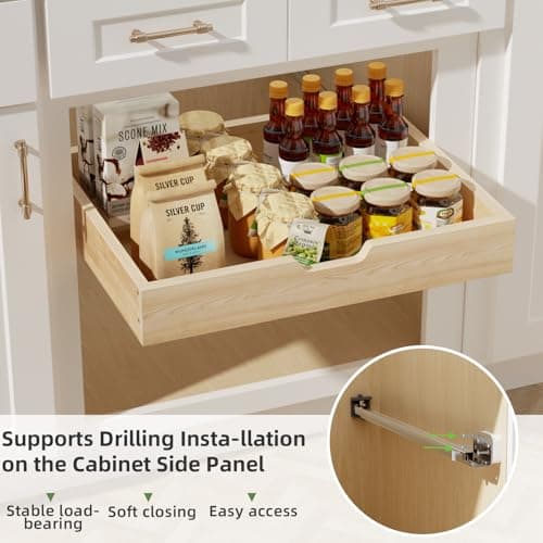 Soft Close Slide Out Drawers for Kitchen Cabinets, 13.5" W x 21" D