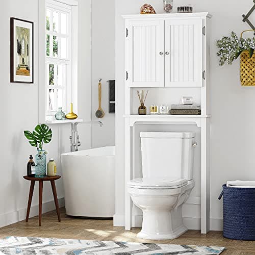 White UTEX Over the Toilet Storage Cabinet with Adjustable Shelves
