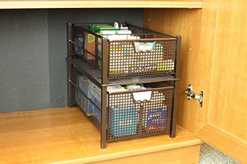 Deco Brothers Medium Bronze Pull-Out Cabinet Sliding Basket with Dividers