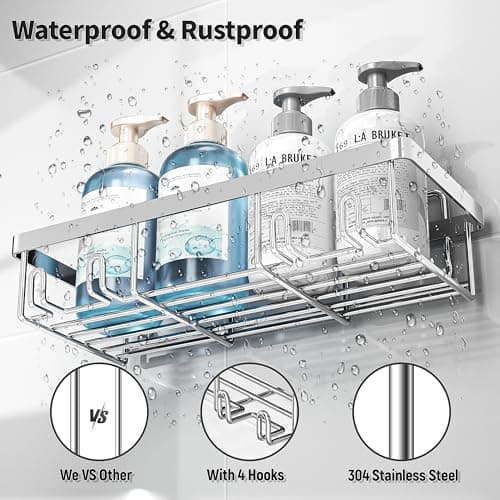 5 Pack Rustproof Stainless Steel Shower Caddy Organizer, Silver