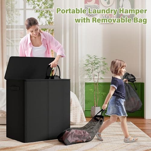 Raybee 180L Laundry Basket with Lid and 3 Sections