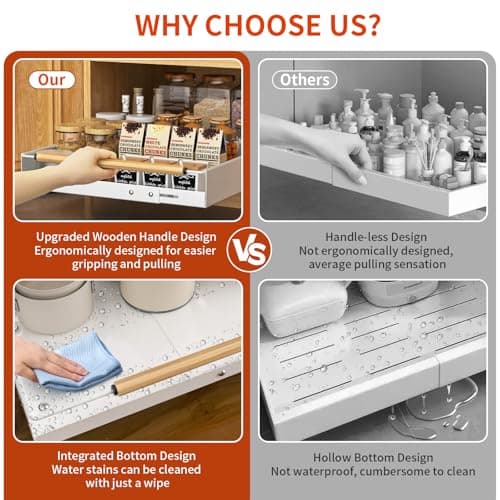 12.6"-18.9" Slide Out Drawer Organizer for Kitchen Cabinets