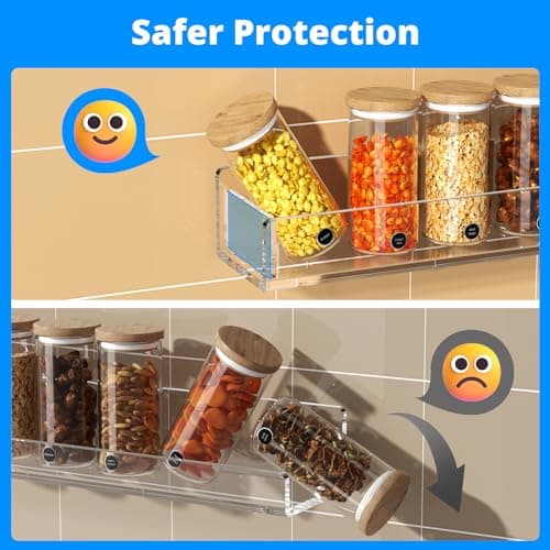 NIUBEE Clear Acrylic Spice Organizer Wall Mount랙, 4 Pack Kitchen Hanging Shelf
