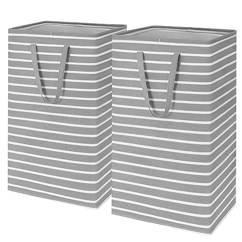 Goodpick 90L Large Tall Laundry Basket Organizer 2-Pack Storage Baskets for Dirty Clothes & Baby Laundry in Grey