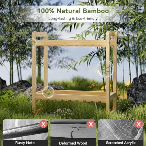 AmazerBath 2-Tier Bamboo Over the Toilet Storage Shelf, Space Saver for Small Bathrooms