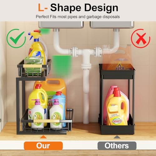 2-Tier Under Sink Organizer with Metal Drawers for Kitchen and Bathroom Storage