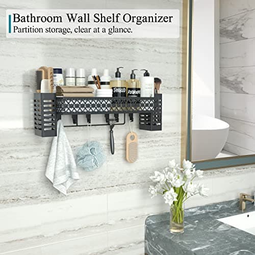 Wall-Mounted Spice Rack with Utensil Holder for Kitchen, Black