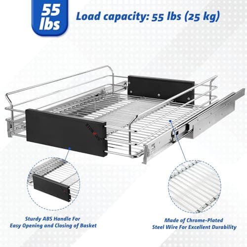 Heavy Duty Chrome Plated Slide Out Drawer Organizer for Kitchen Cabinets