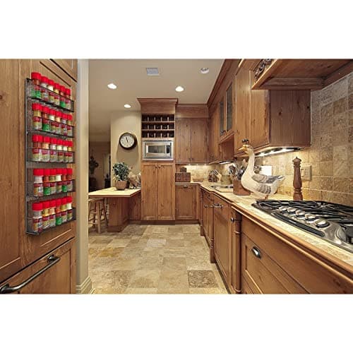 Home-Complete Black Space-Saving 5-Tier Wall-Mount Spice Rack Organizer