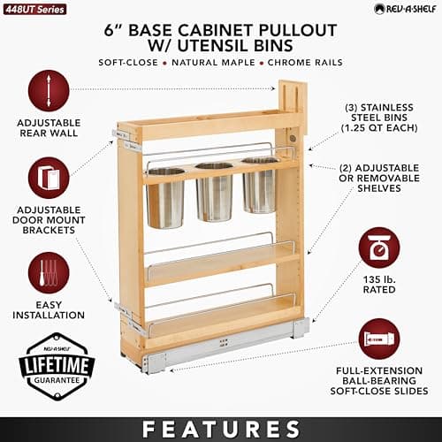 Rev-A-Shelf 5" Soft-Close Pull-Out Organizer for Kitchen Cabinets