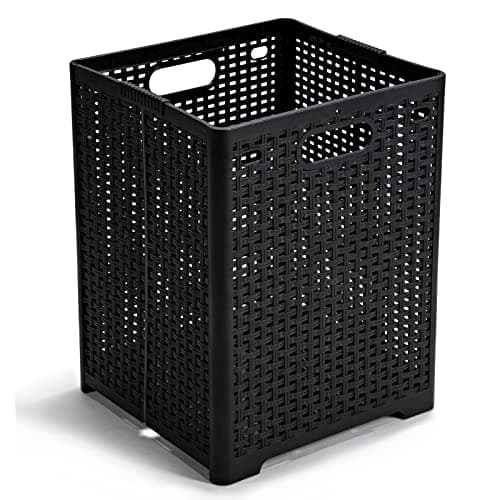42L Black Foldable Plastic Laundry Hamper - Pack of 2